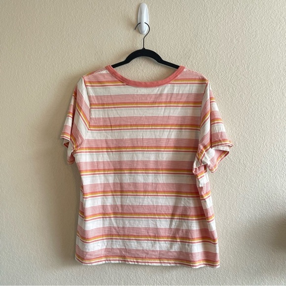 Faherty Sunwashed Striped Crew Tee Persimmon Stripe Short Sleeve Womens Size XL - Picture 3 of 7